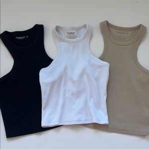Abercrombie Top Trio - Black, White, Tan.